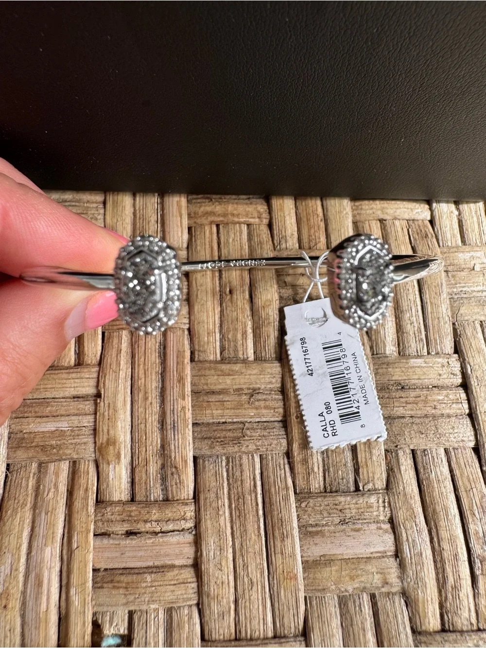 Kendra Scott Call Cuff Bracelet in Silver & Silver Drusy